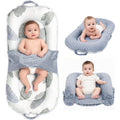 JSTPRO 3-In-1 Portable Infant Lounger front view with leaf print and dual-sided design