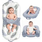 JSTPRO 3-In-1 Portable Infant Lounger front view with leaf print and dual-sided design