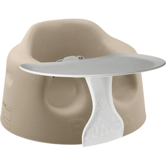 Bumbo Baby Floor Seat in Taupe with tray front view