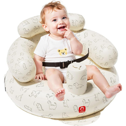 QPAU inflatable baby seat with dinosaur print front view