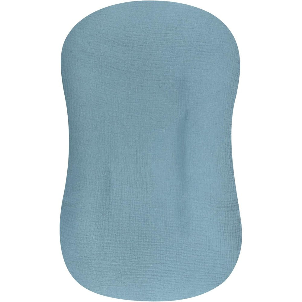 Hooyax muslin baby lounger cover in blue front view
