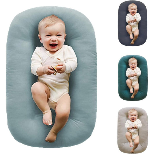 Loevin baby lounger misty blue front view