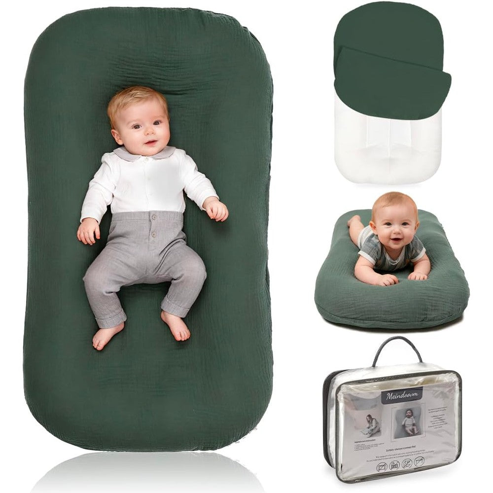 Meindoovm infant lounger front view green baby pad