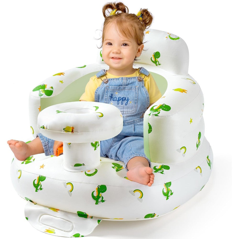 CHEPULA inflatable baby seat front view with dinosaur pattern