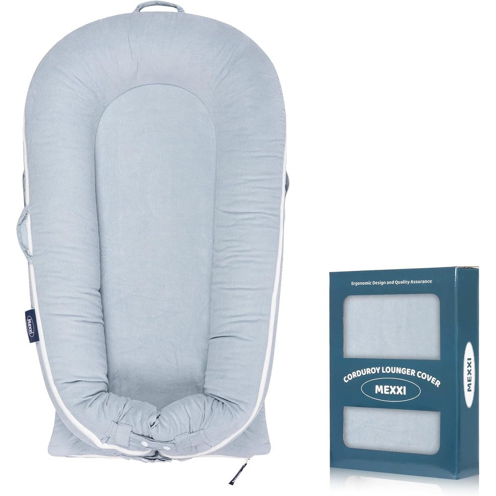 Mexxi Corduroy Baby Nest Replacement Cover Alice Blue front view