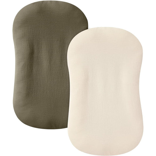 Guruixu Muslin Baby Lounger Cover 2 Pack front view