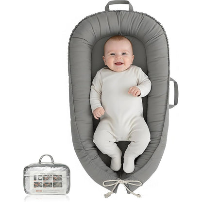 Baobrava baby lounger misty gray front view