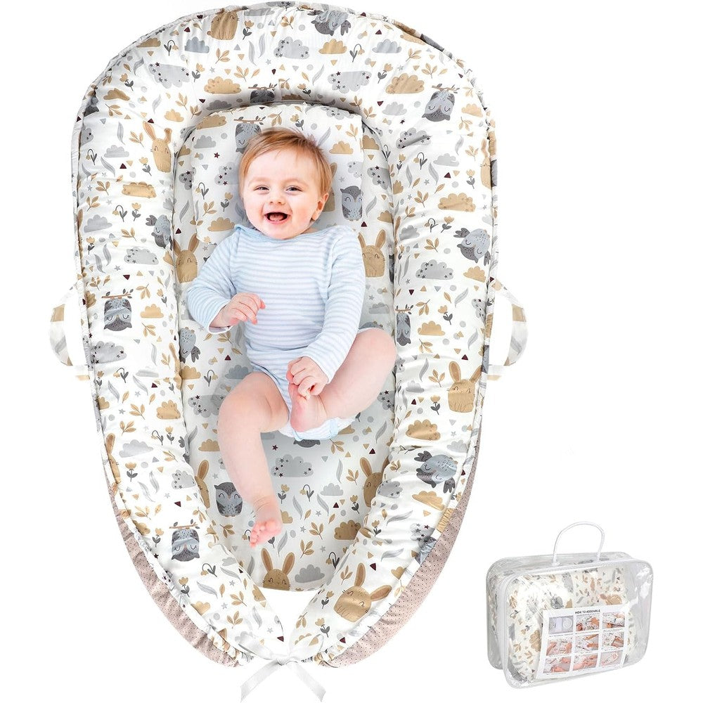 Portable newborn baby lounger front view for infant care