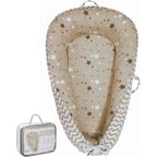 Aila+Aiden baby lounger front view in tan star collection