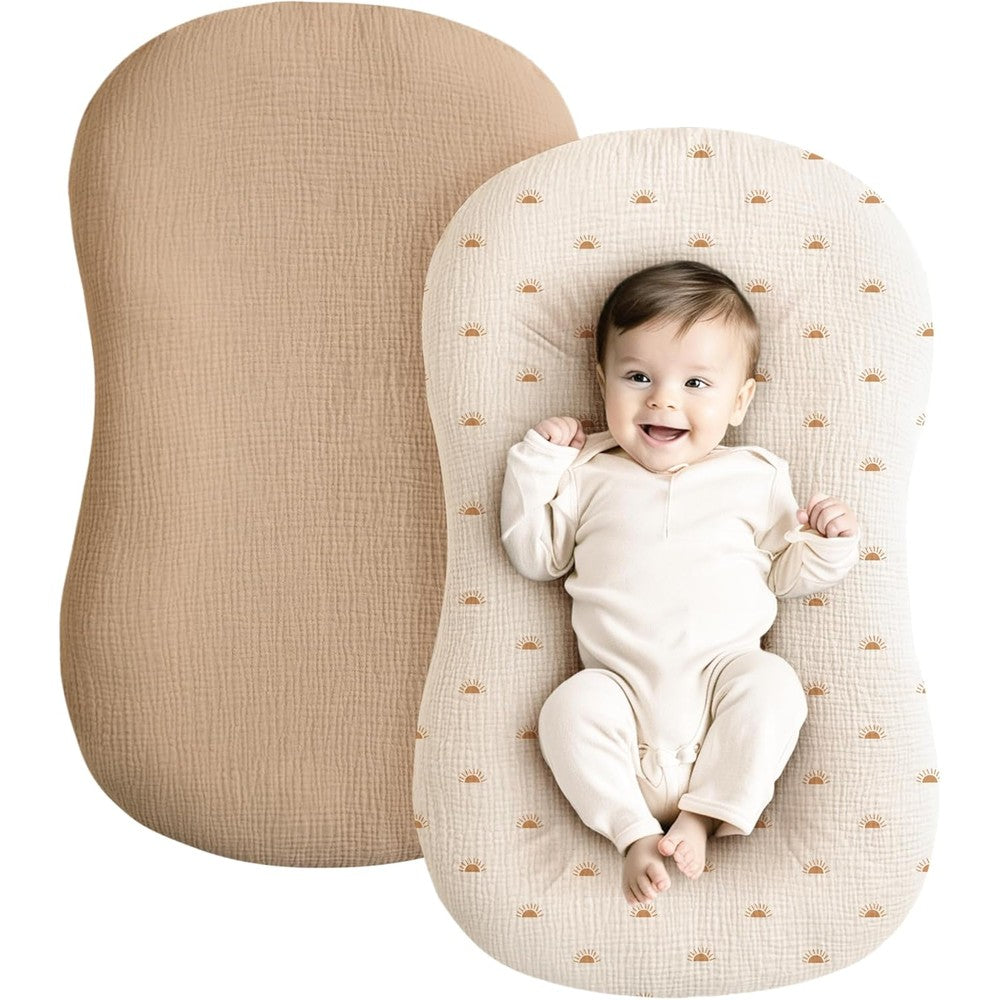 Konssy muslin baby lounger cover 2 pack front view