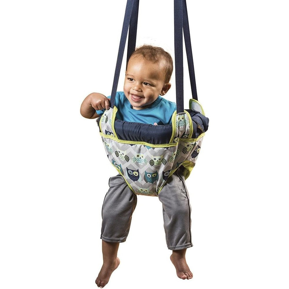 Evenflo Exersaucer Door Jumper Owl front view portable baby jumper