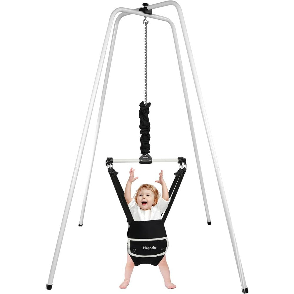 Hapbabe 2 in 1 Baby Jumper front view with stand and activity center