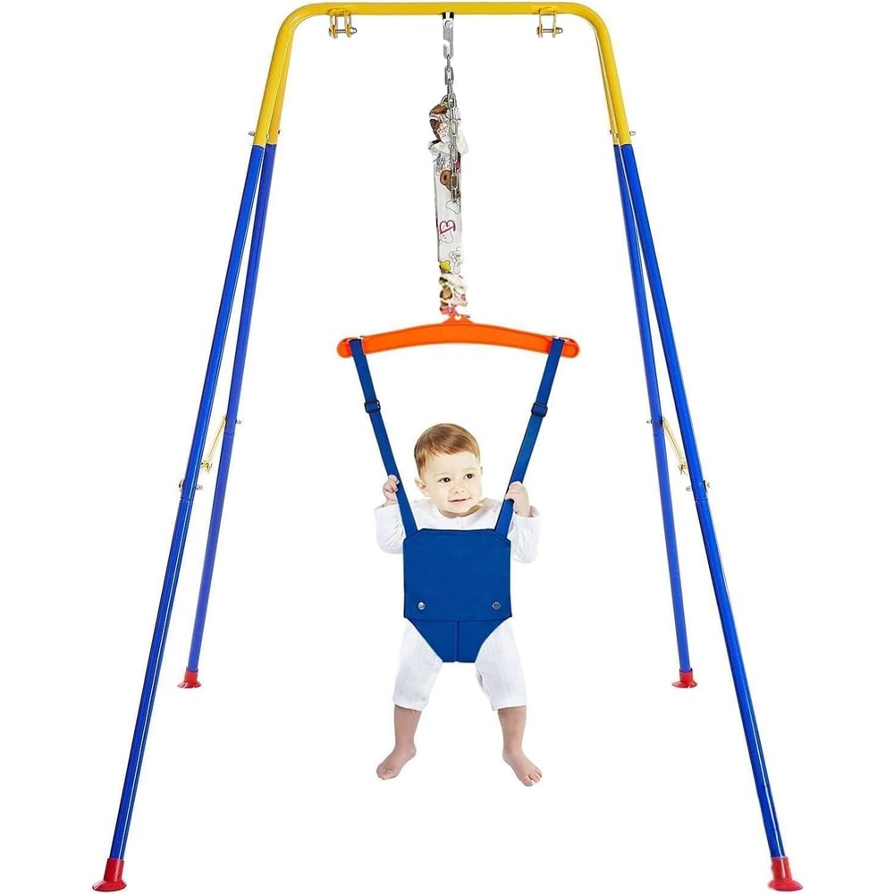 Gaorui baby jumper front view with hanging shelf and blue2 variant