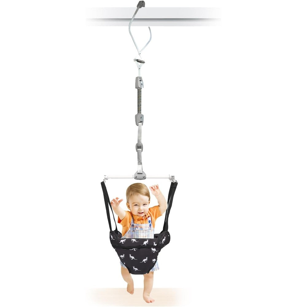 Hapbabe baby door jumper front view in black color