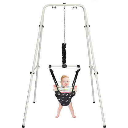 Hapbabe 2-in-1 baby jumper with stand and black seat front view