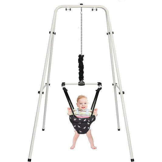 Hapbabe 2-in-1 baby jumper with stand and black seat front view