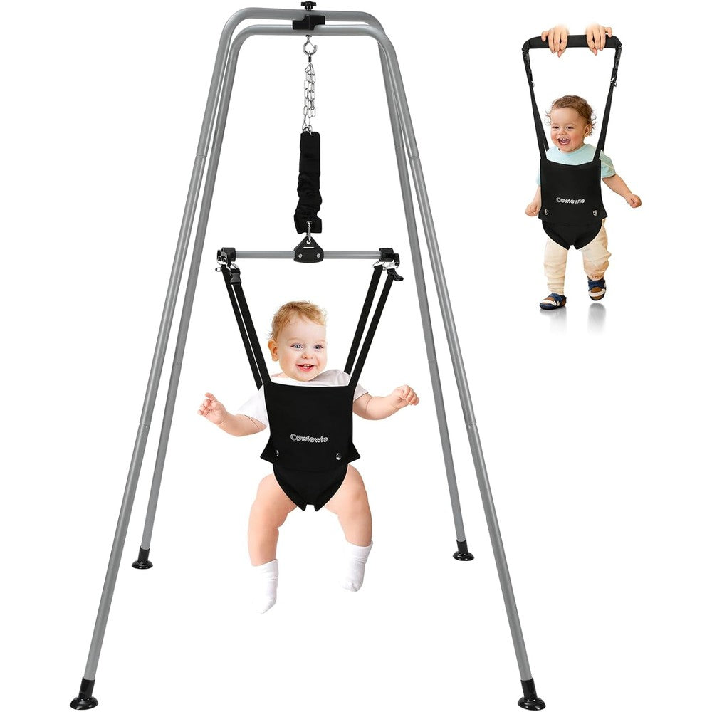 Cowiewie 2 in 1 baby jumper front view with support stand
