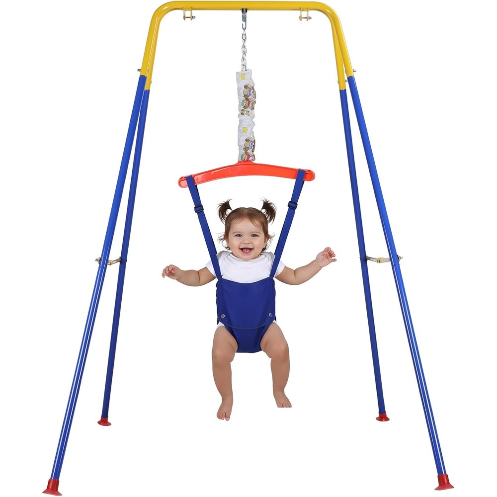 Bighaki808 baby jumper and swing set front view with stand