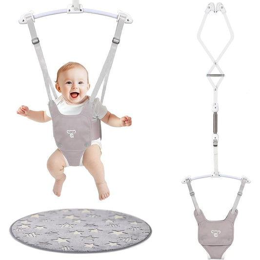 G Taleco Gear baby doorway jumper front view in grey