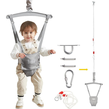 Funlio baby jumper with ceiling hook front view for indoor play