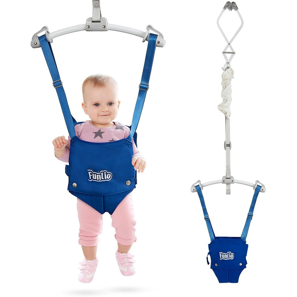 Funlio baby door jumper front view with door clamp
