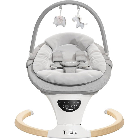 TimChic portable electric infant swing in gray front view