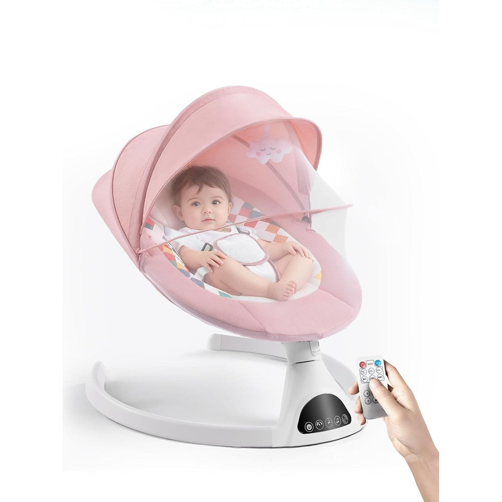Jaoul electric portable baby swing pink front view