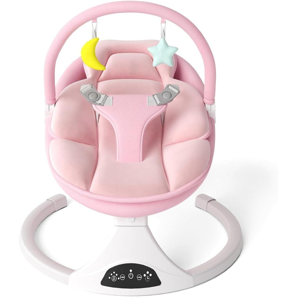 Harppa electric baby swing front view in pink