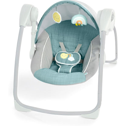 Ingenuity Sun Valley Canopy Portable Baby Swing front view in grey