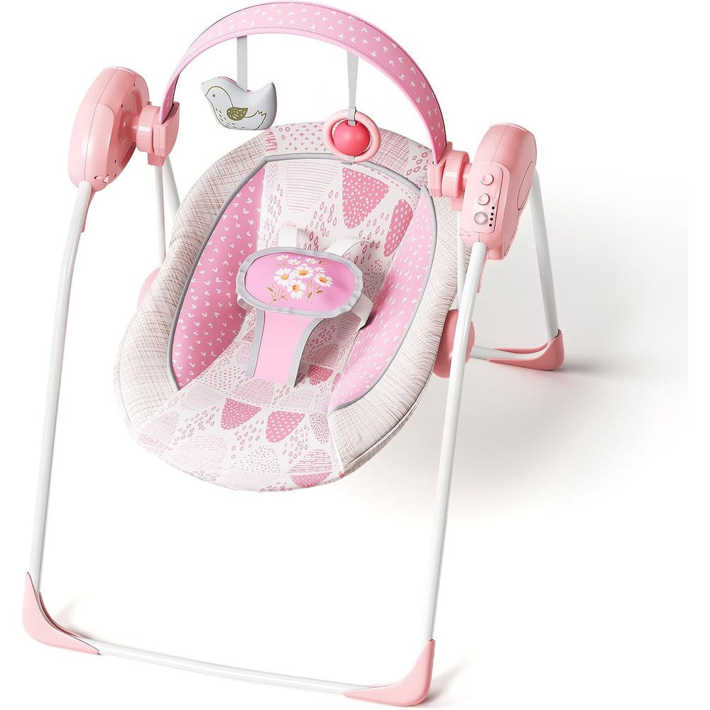 Surbowbaby portable baby swing pink front view
