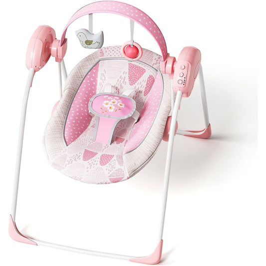 Surbowbaby portable baby swing pink front view