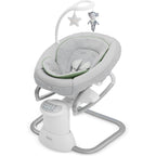Graco baby swing front view showing the Madden seat pad and toy bar