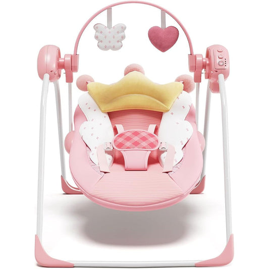 Monniebaby portable infant swing in pink front view