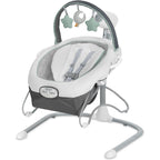 Graco Soothe 'N Sway LX portable baby swing front view in Derby Grey colorway.