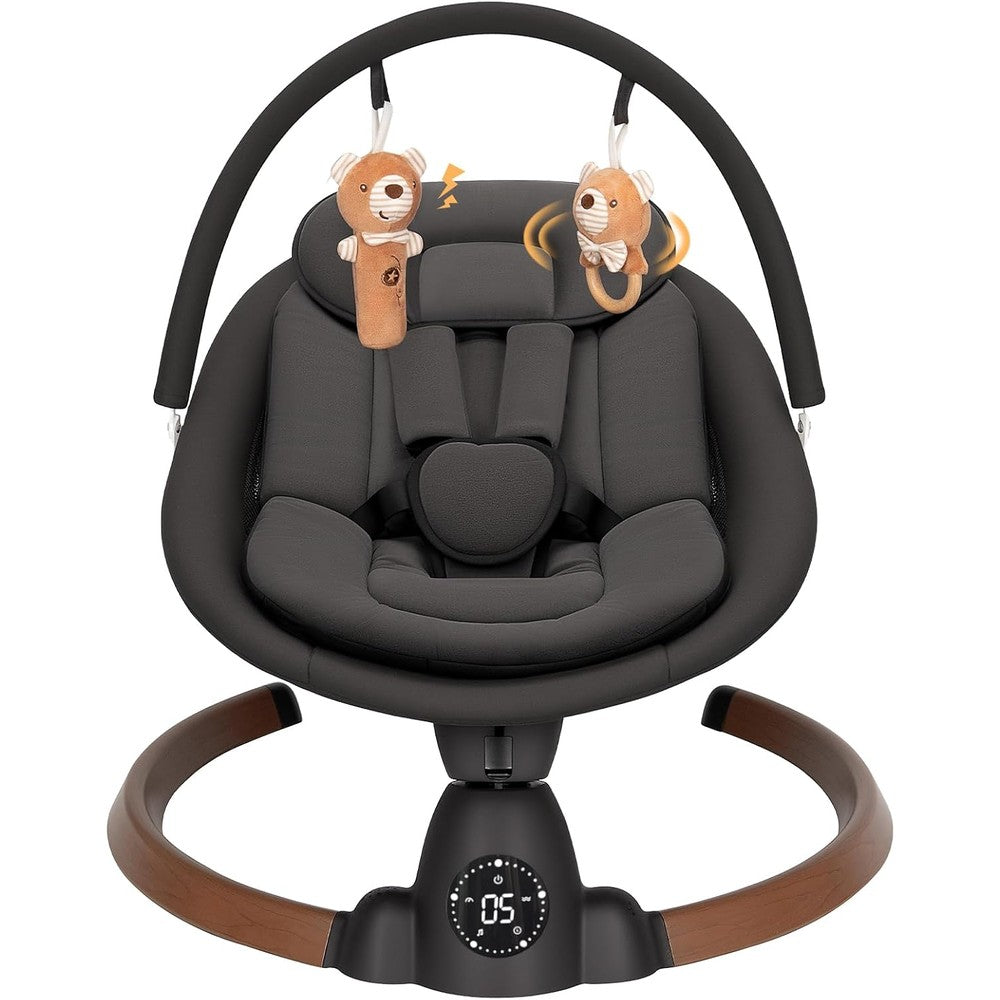 Uuoeebb electric baby swing front view in black color