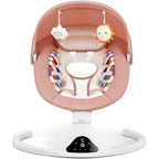 Feitiong portable pink baby swing front view with canopy and toys