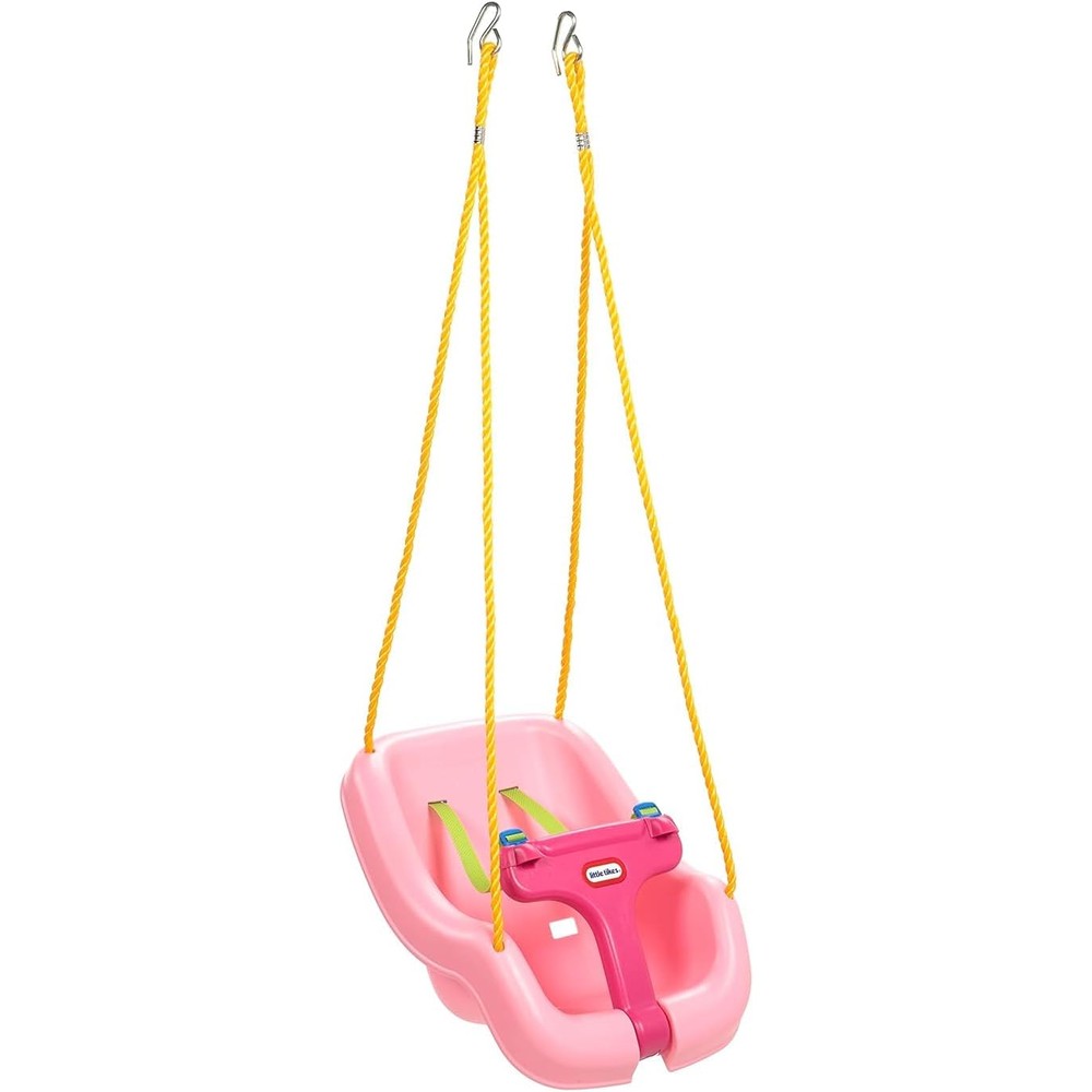 Little Tikes Snug 'n Secure Pink Swing front view showing seat and T-bar