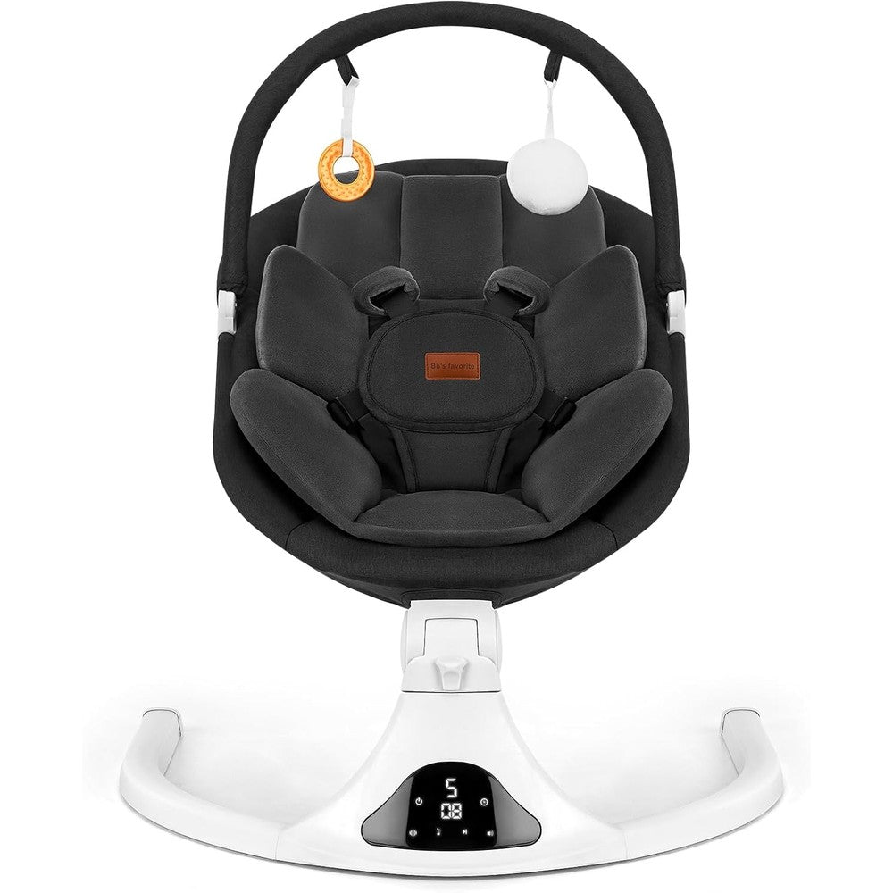 Viriwebaby electric infant swing front view in black