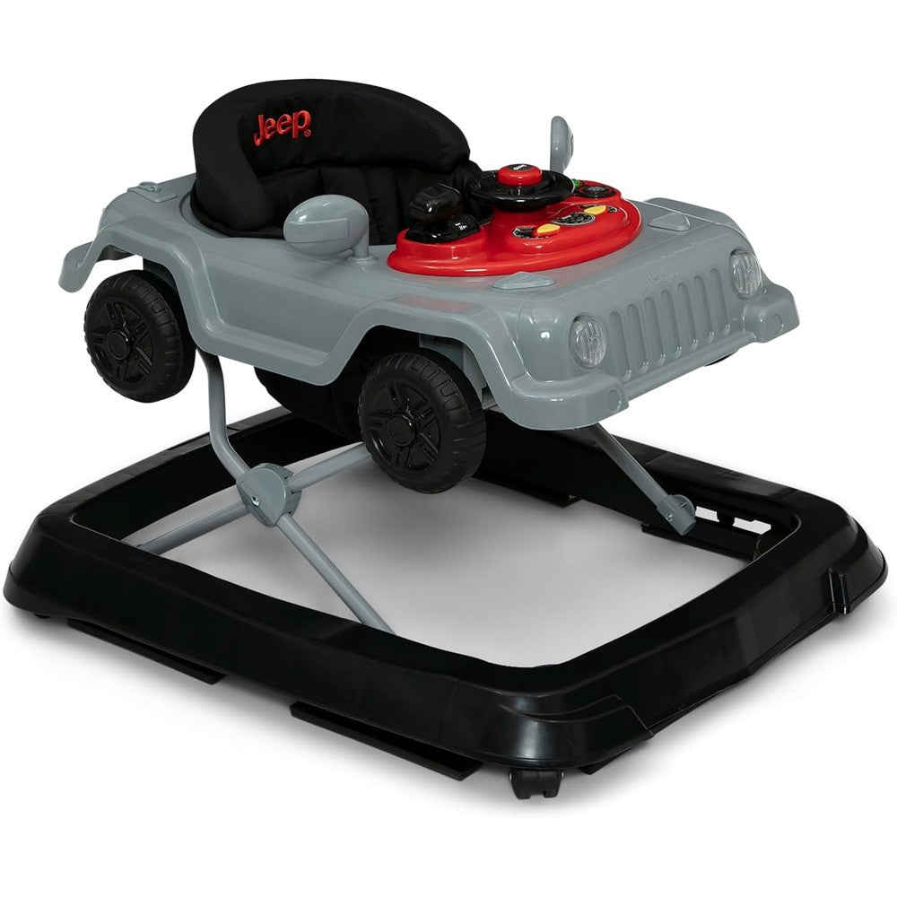Delta Children Jeep Wrangler Activity Walker front view with steering wheel
