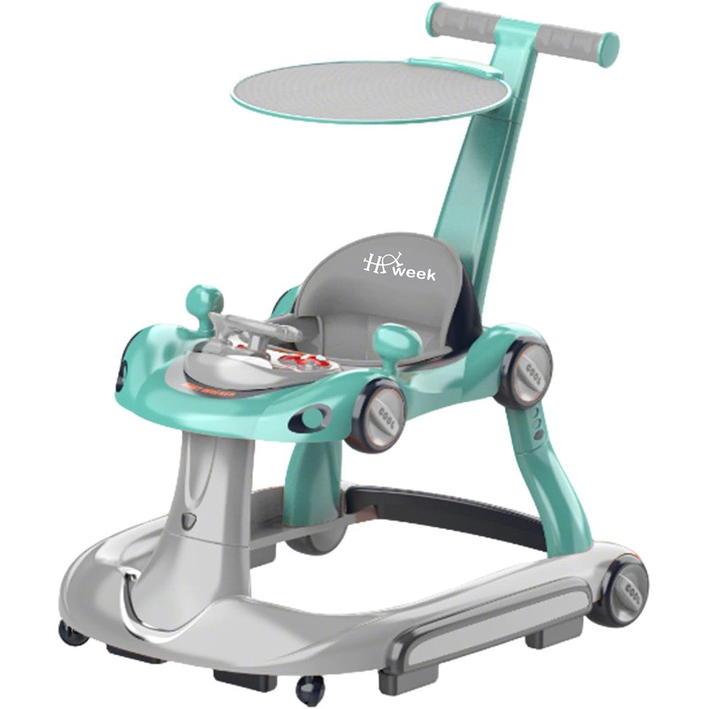 Haweek baby walker front view with green canopy