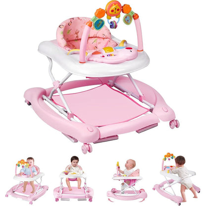 Boyro Baby 5-in-1 activity walker front view pink