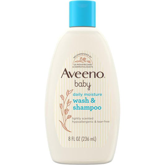Aveeno Baby Wash & Shampoo tear-free cleanser bottle