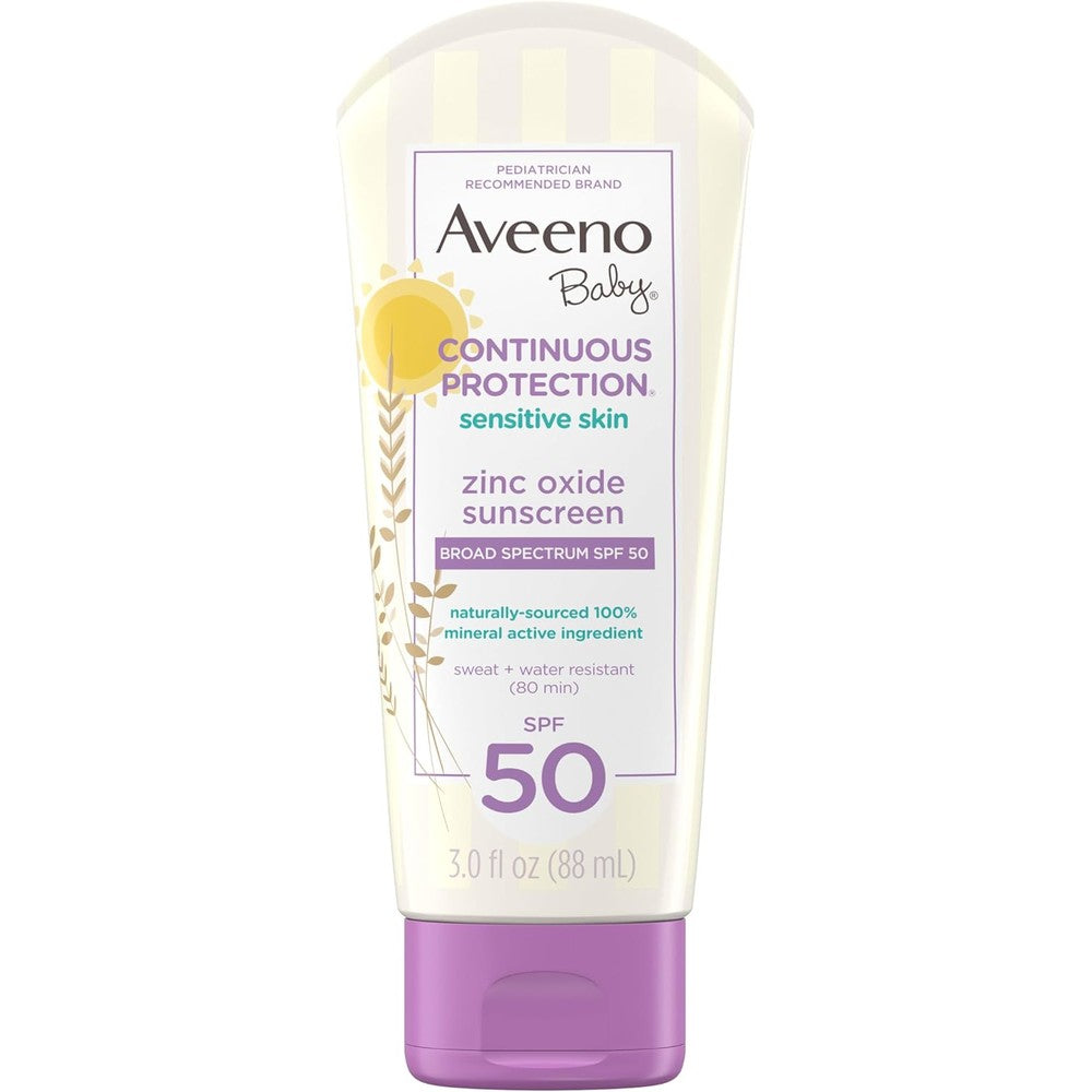 Aveeno Baby Mineral Sunscreen SPF 50 zinc oxide 3 fl oz for sensitive baby skin