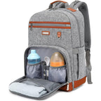 Billiton Mashi diaper bag backpack front view in grey