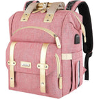 Jiefeike diaper bag backpack front view in pink