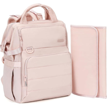 BELALIFE Baby Diaper Backpack Bag front view in pink showing premium travel rucksack design.
