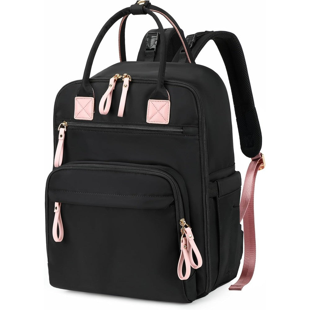 LORADI 18 Pockets Large Diaper Bag Backpack With 4 Insulated Pockets And Stroller Clips For Travel Black Large Size - Image 1