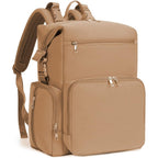 CEI-CEI water resistant neoprene baby diaper bag backpack front view in oat color.