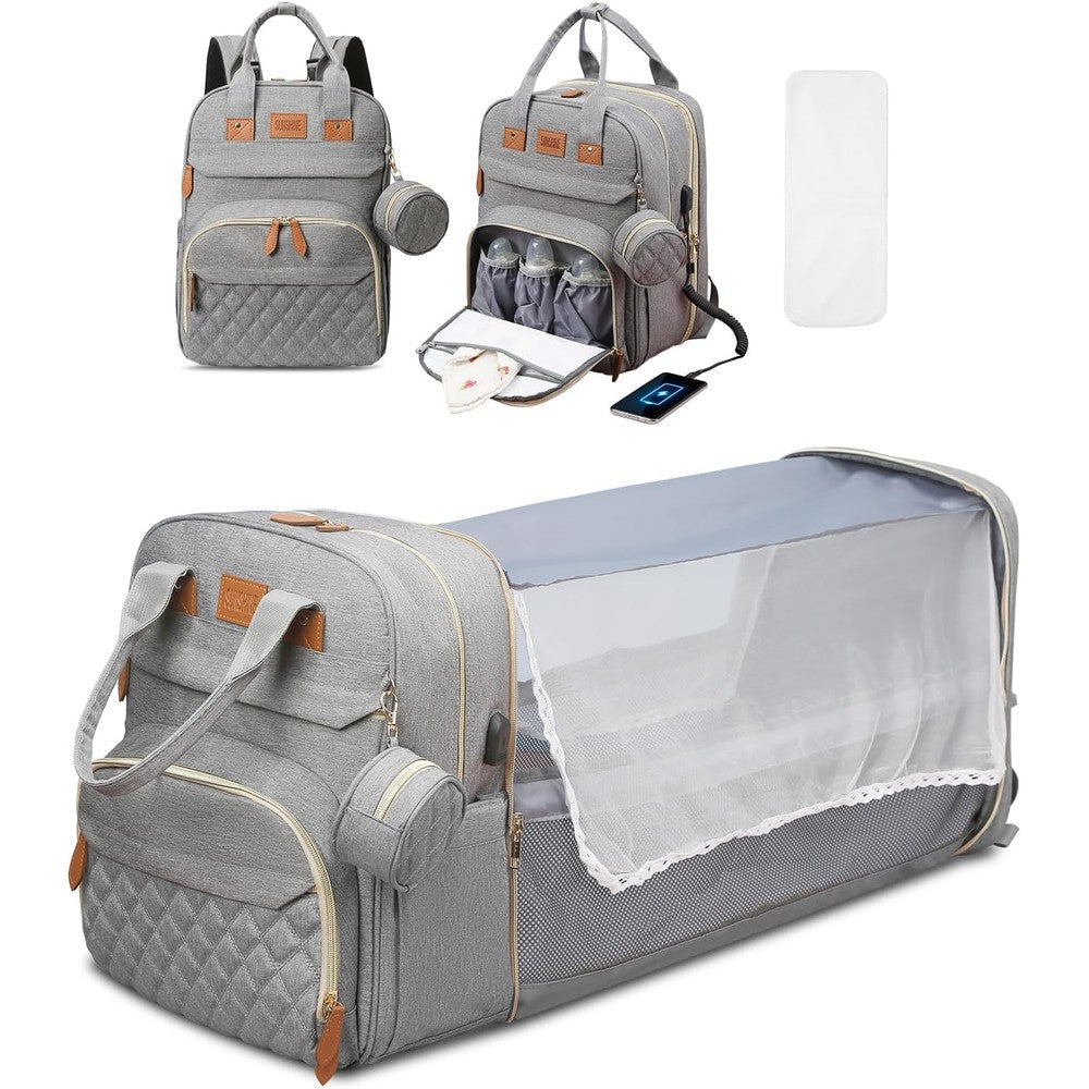 Jstpro large diaper bag backpack front view in grey