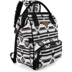 Montana West Wrangler Callie diaper bag backpack front view showcasing black Aztec pattern